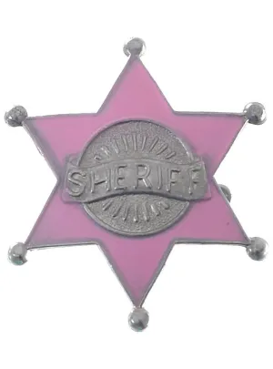 Novelty Silver and Pink Metal Sheriff Costume Badge