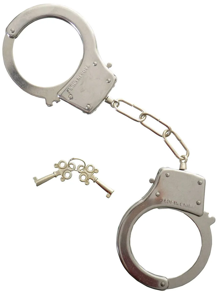 Novelty Silver Metal Police Handcuffs Costume Accessory