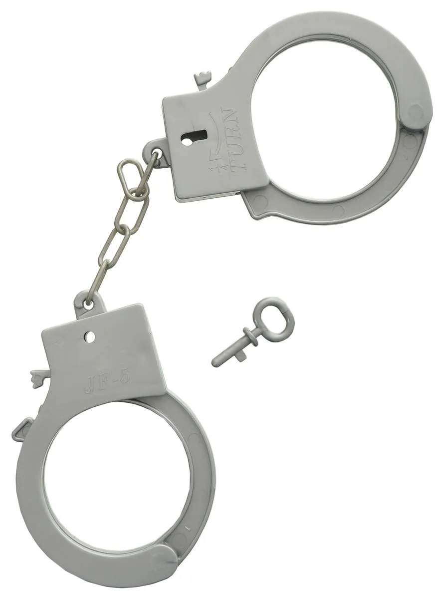 Novelty Silver Plastic Toy Handcuffs