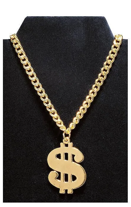 Novelty Small Dollar Sign Gold Bling Necklace