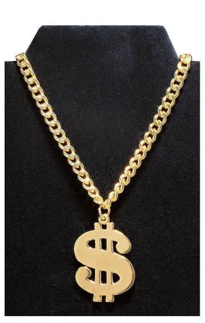 Novelty Small Dollar Sign Gold Bling Necklace