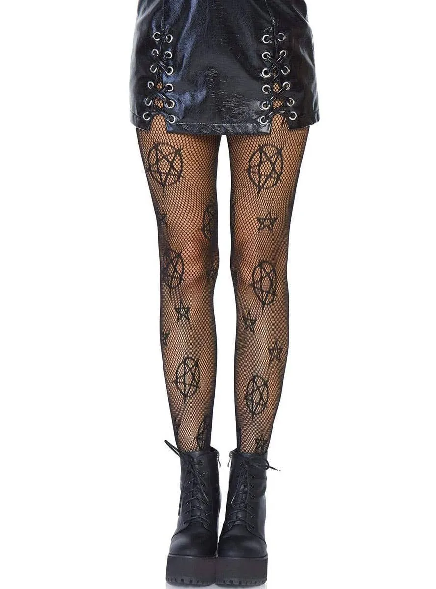 Occult Symbol Pattern Womens Fishnet Stockings