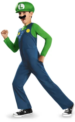 Officially Licensed Super Mario Bros Luigi Boys Costume