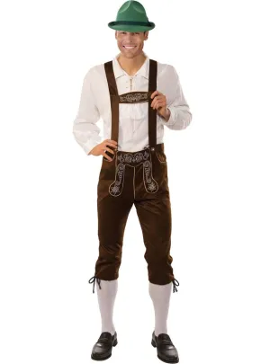 Oktoberfest Brown Lederhosen Mens Fancy Dress Costume