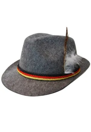 Oktoberfest Grey Costume Hat with Feather
