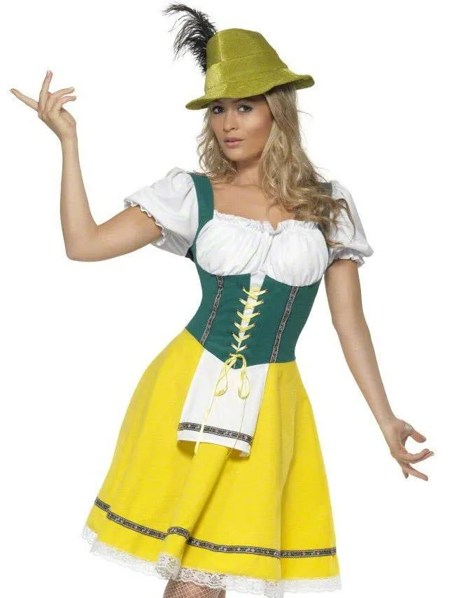 Oktoberfest Womens Green and Yellow German Costume