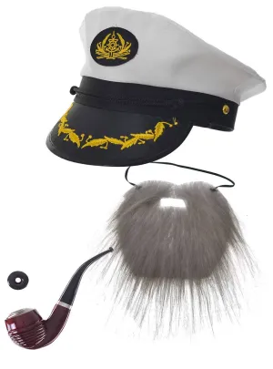 Old Boat Captain Adults 3 Piece Accessory Set