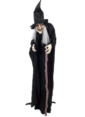 Old Hag Witch Standing Animated Halloween Decoration