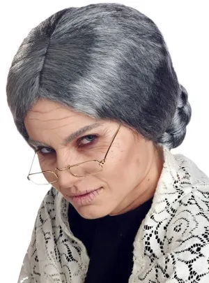 Old Lady Womens Grey Grandma Costume Wig
