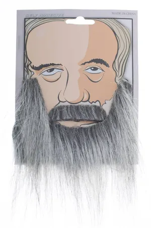 Old Man Grey Stick On Beard And Moustache Set