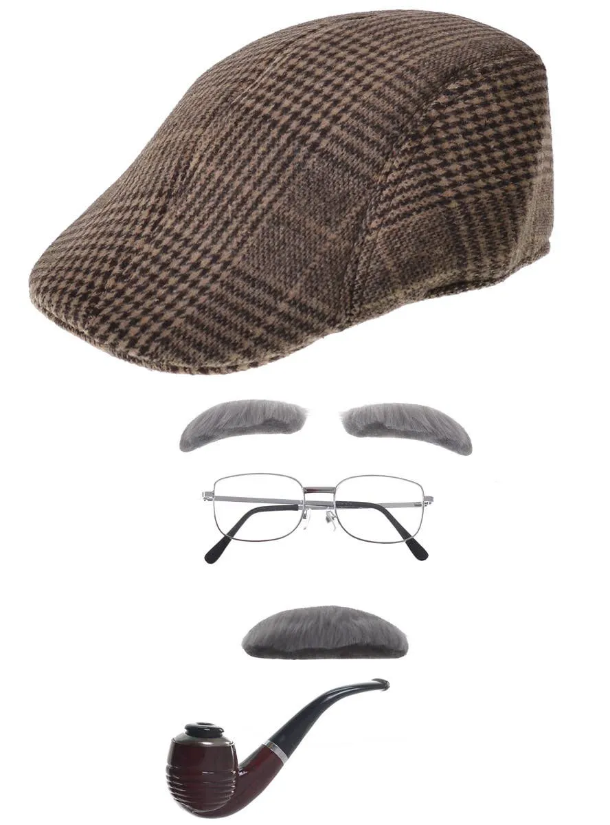 Old Man Hat and Facial Hair Costume Accessory Set