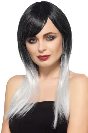 Ombre Black and White Deluxe Womens Wig