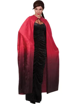 Ombre Red and Black Velvet Costume Cape
