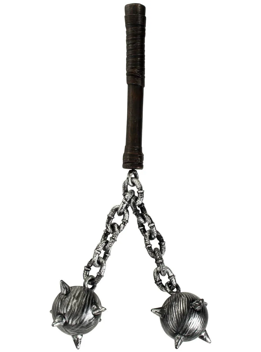 One Handed Double Spiked Medieval Flail Costume Weapon