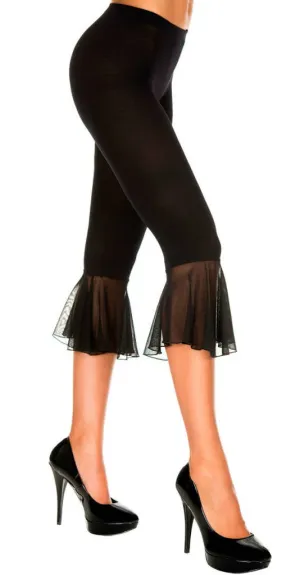 Opaque Black Bell Bottom Capri Stockings