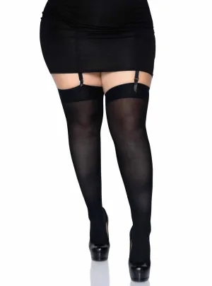 Opaque Black Thigh High Plus Size Stockings