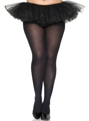Opaque Black Womens Plus Size Pantyhose