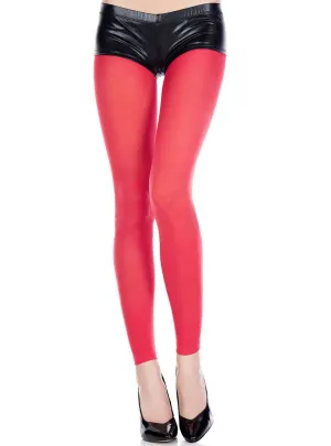 Opaque Footless Tights in Red