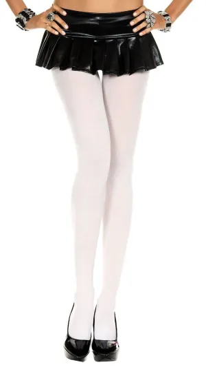 Opaque Full Length Womens White Pantyhose