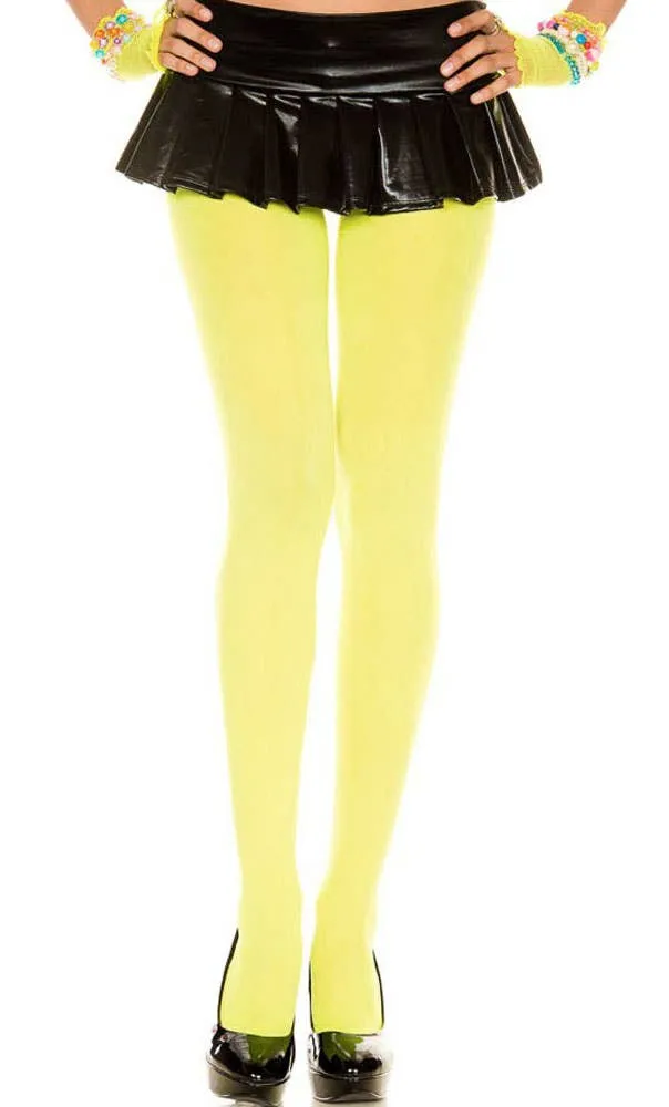 Opaque Full Length Womens Yellow Pantyhose