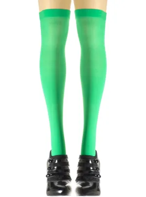 Opaque Green Thigh High Womens Costume Stockings