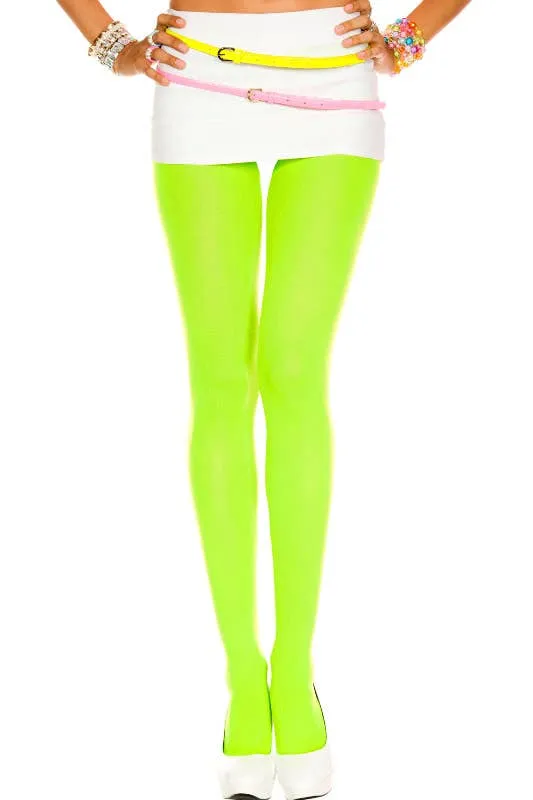 Opaque Neon Green Womens Pantyhose