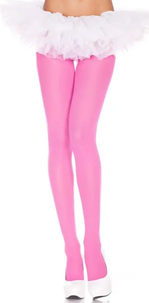 Opaque Neon Pink Womens Pantyhose