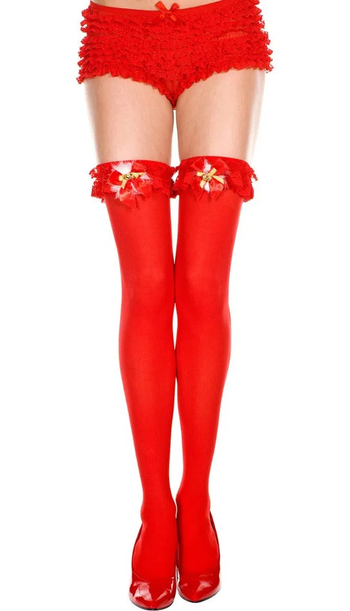 Opaque Thigh High Red Christmas Stockings