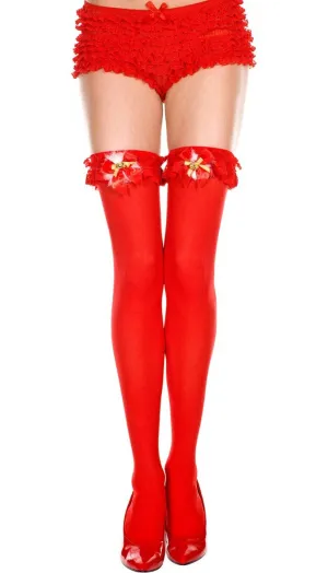 Opaque Thigh High Red Christmas Stockings