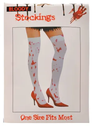 Opaque White Bloody Thigh High Halloween Stockings