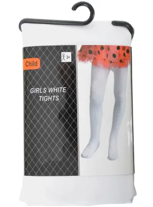 Opaque White Full Length Girls Costume Stockings
