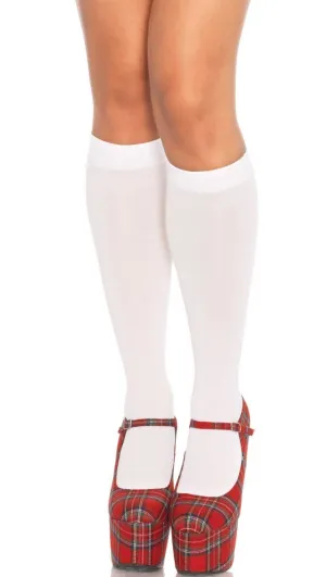Opaque White Knee High Stockings