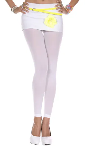 Opaque White Womens Footless Stockings