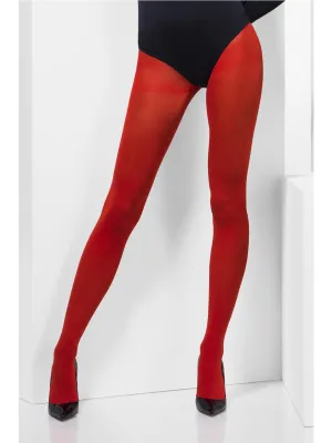 Opaque Womens Full Length Red Costume Stockings