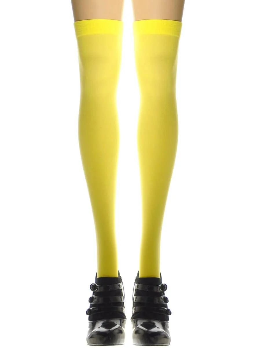 Opaque Yellow Thigh High Womens Costume Stockings