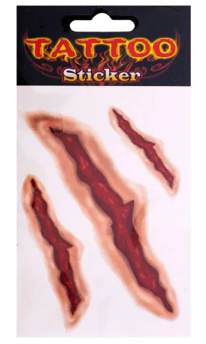 Open Wound Slashes Halloween Temporary Tattoos