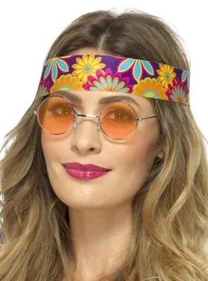 Orange Lens Womens 1970s Hippie Costume Glasses