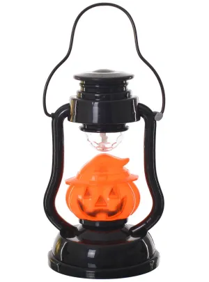 Orange Pumpkin Lantern with Spinning Light Halloween Decoration