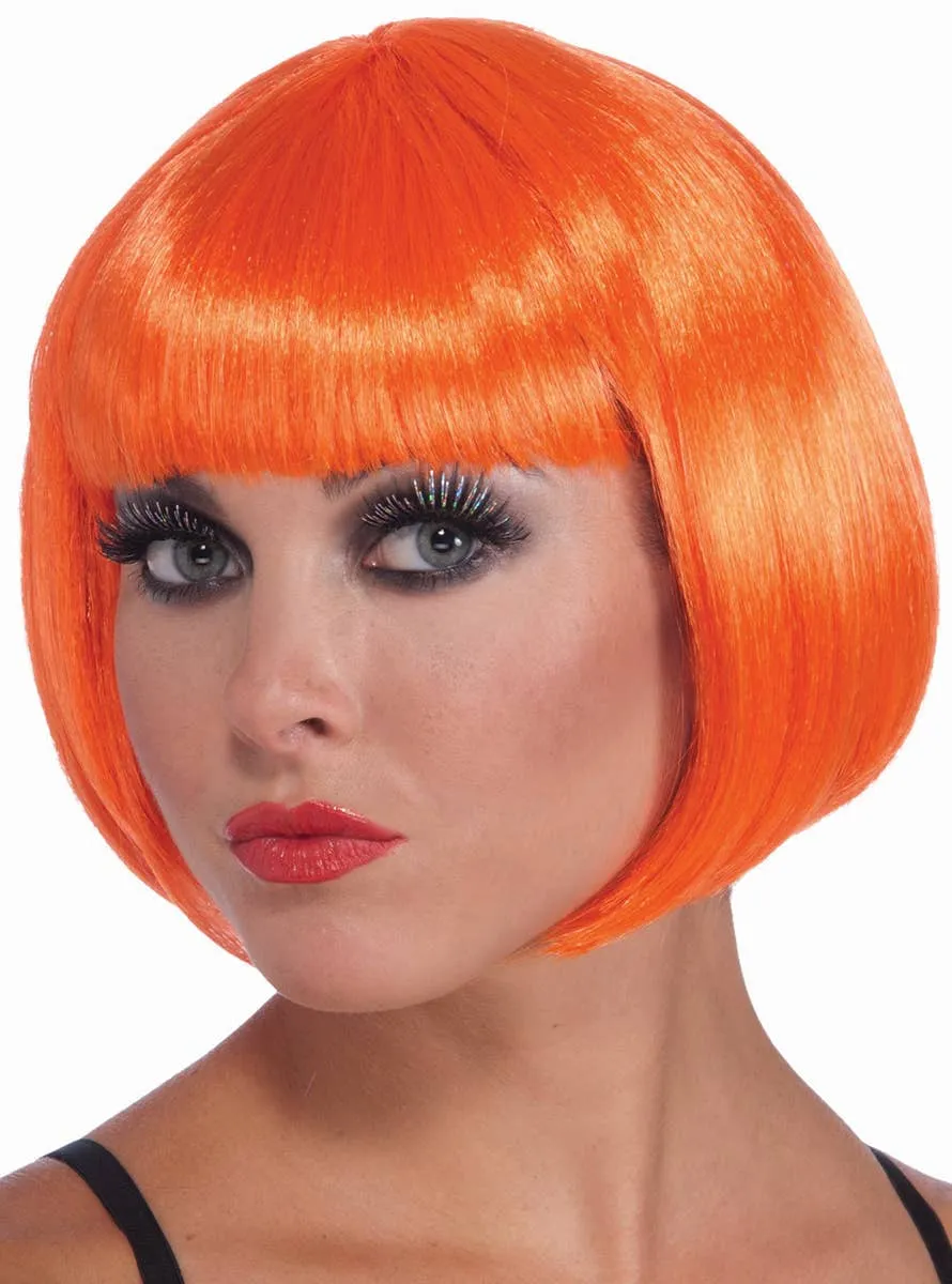 Orange Short Bob Cut with Fringe Womens Costume Wig