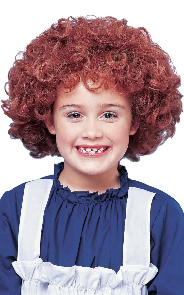 Orphan Annie Girls Red Curly Costume Wig