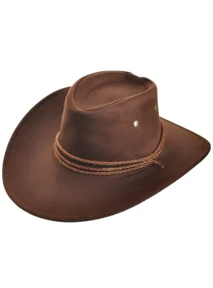 Outback Cowboy Brown Faux Suede Costume Hat