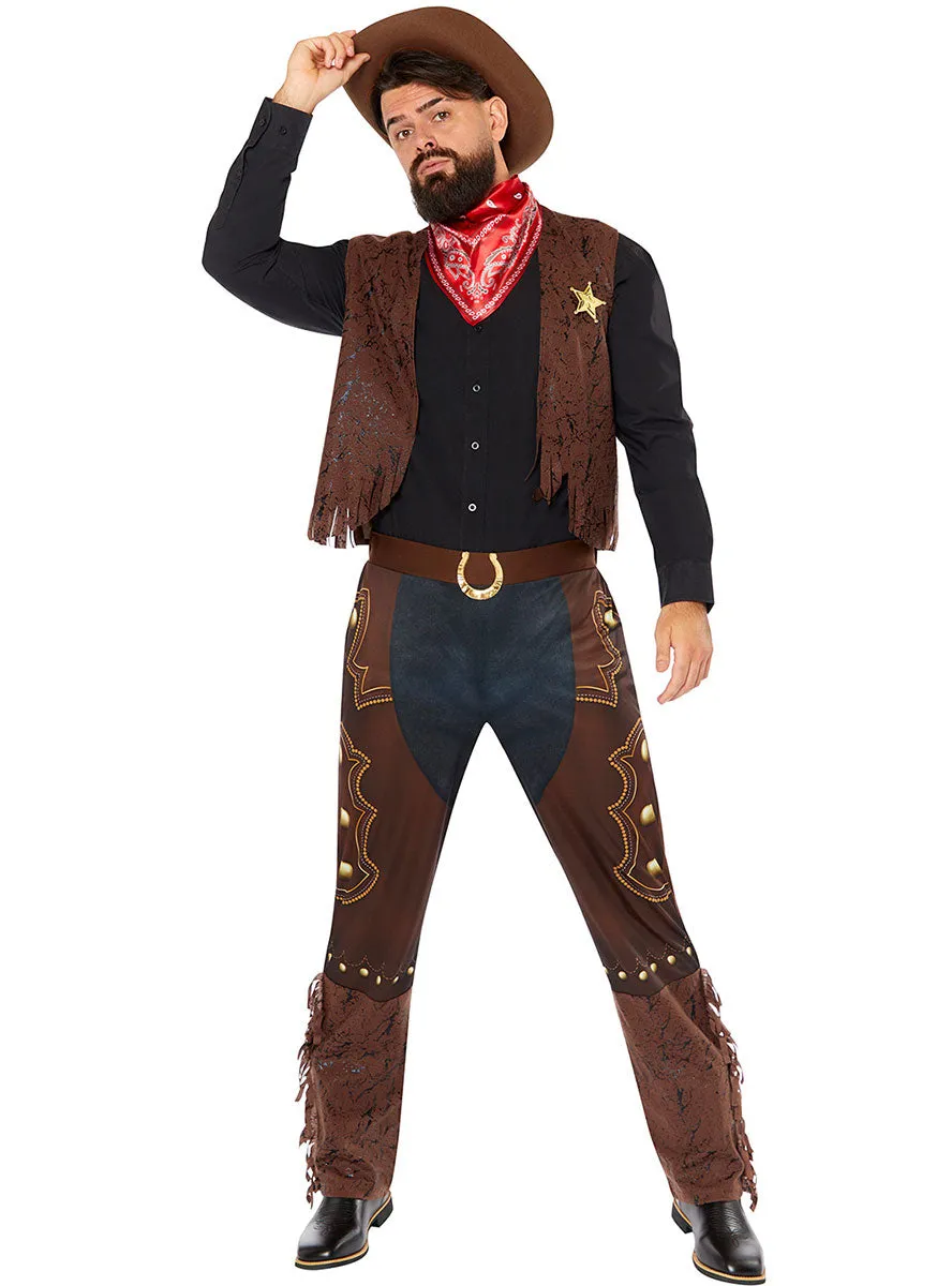 Outback Mens Brown Western Cowboy Costume