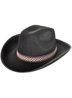 Outlaw Black Cowboy Hat with Brown Trim