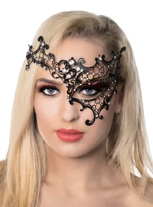 Over Eye Deluxe Black Filigree Masquerade Mask