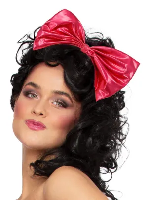 Oversized 1980s Womens Metallic Hot Pink Bow Costume Headband