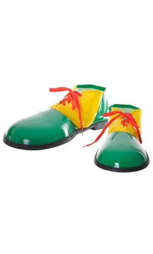 Oversized Green and Yellow Clown Costume Shoes