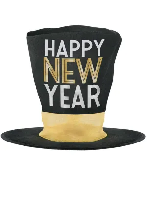 Oversized Happy New Year Party Black Top Hat