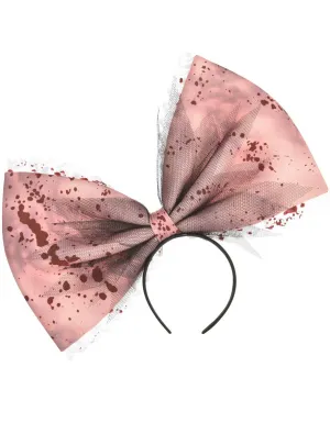Oversized Pink Blood Splattered Doll Bow Headband
