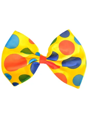 Oversized Plush Spotty Yellow Clown Costume Bow Tie