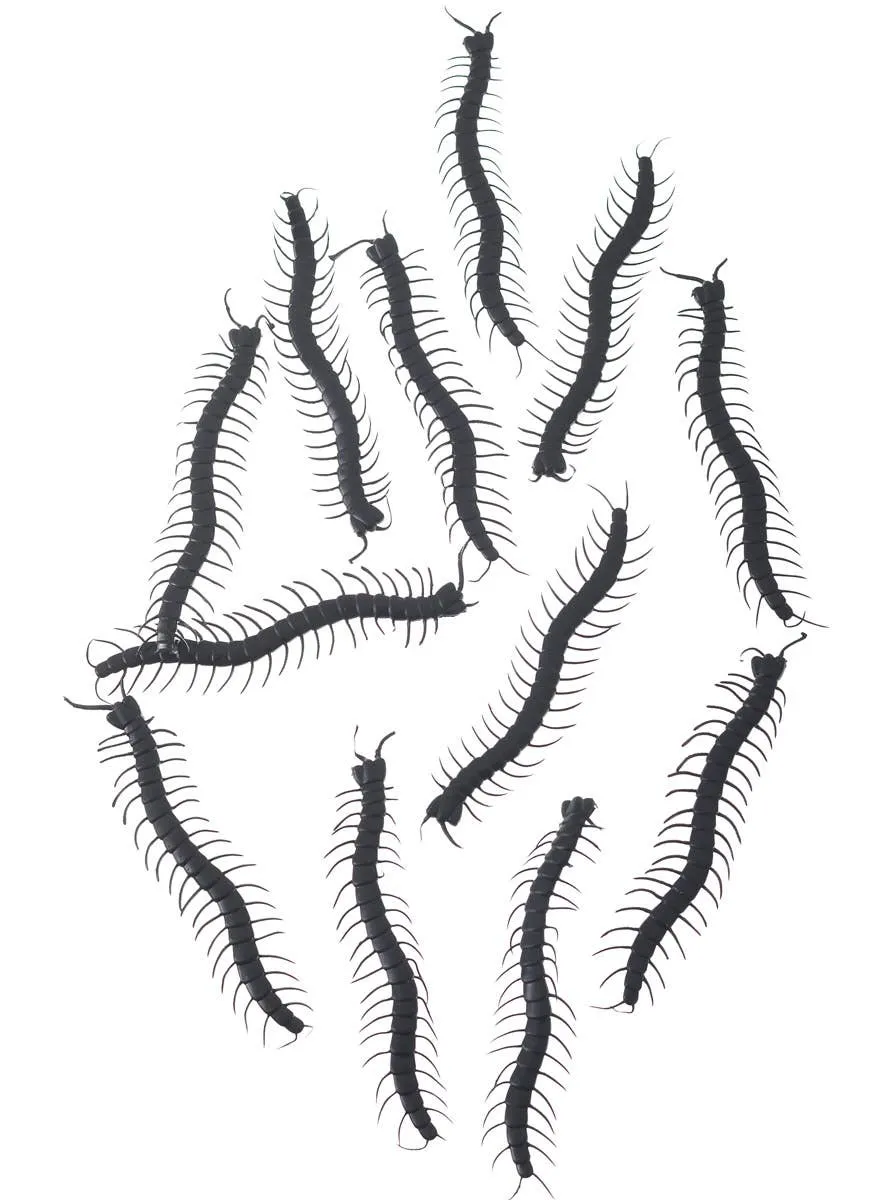 Pack of 12 Mini Black Centipedes Halloween Decoration